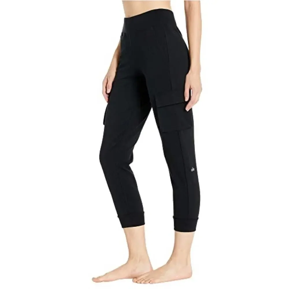 Activewear Alo 7/8 High Waist Cargo Sweatpants XS Black Athleisure Workout Gym
